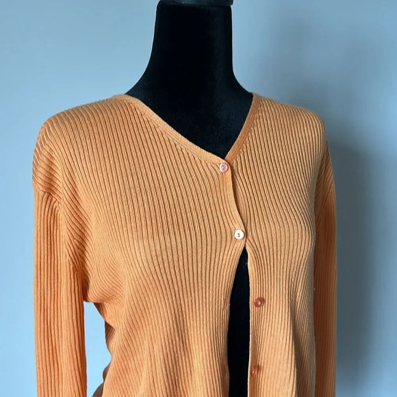 k.b collections long sleeve button down Orange Cardigan - Picture 4 of 8